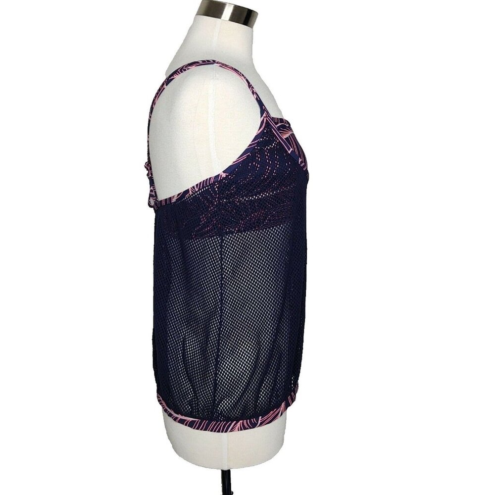 Anne Cole Locker Swim Tankini top Mesh Overlay with attatched crop top XL - Picture 7 of 11